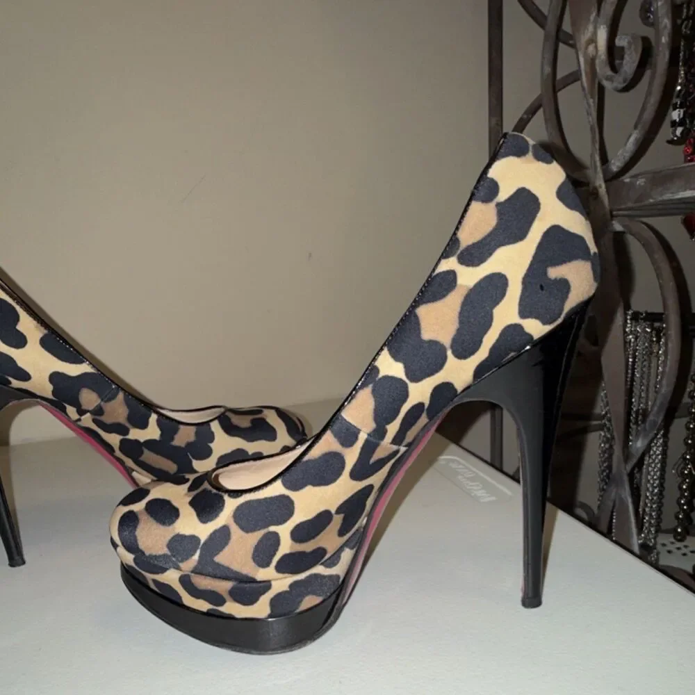 Luciano Padovan Women's Animal Print Platform Stiletto Heel Beige Black EU 37